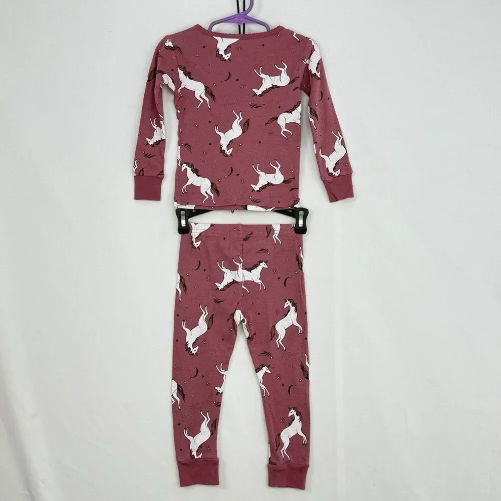 Carter's PJ Set Long Sleeve Shirt & Pants Set Unicorn Pink Girls Toddler 2T/2A